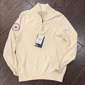 Cream Amundsen BNWT Half-Zip Knit Sweater with Ribbed Collar